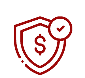 Icono de pago seguro, con escudo y símbolo de dinero que transmite protección en la compra.