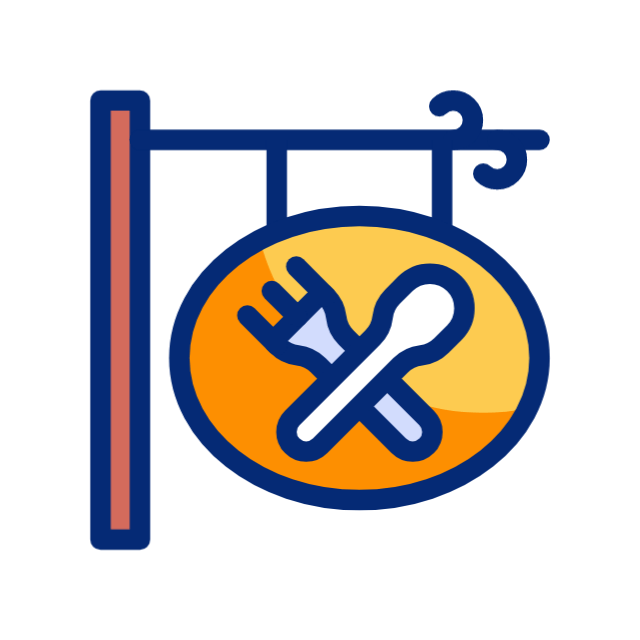 Ícono de restaurante que representa rubros gastronómicos y servicios de alimentación.